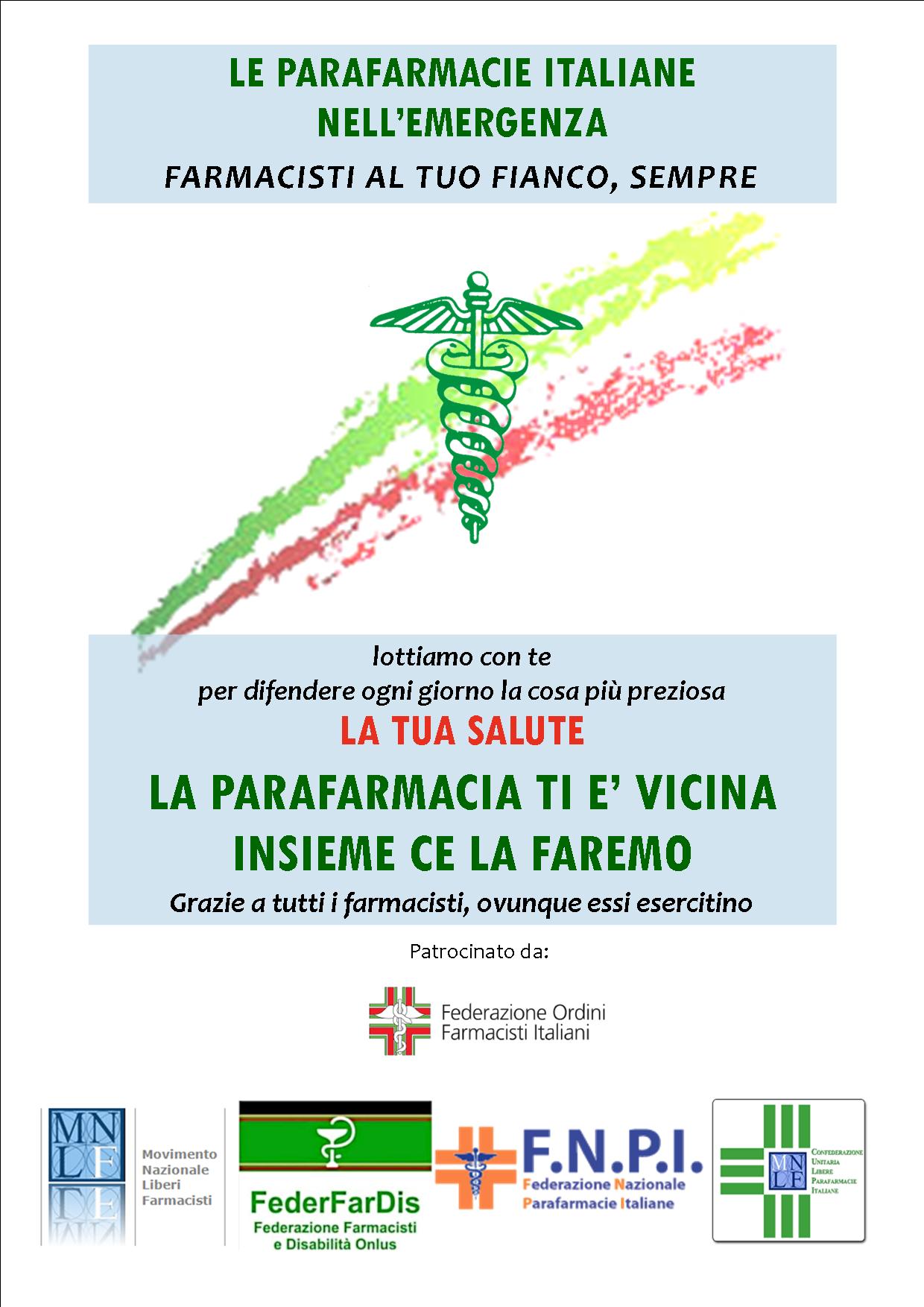 Covid-19, poster delle parafarmacie per evidenziare contributo nell’emergenza
