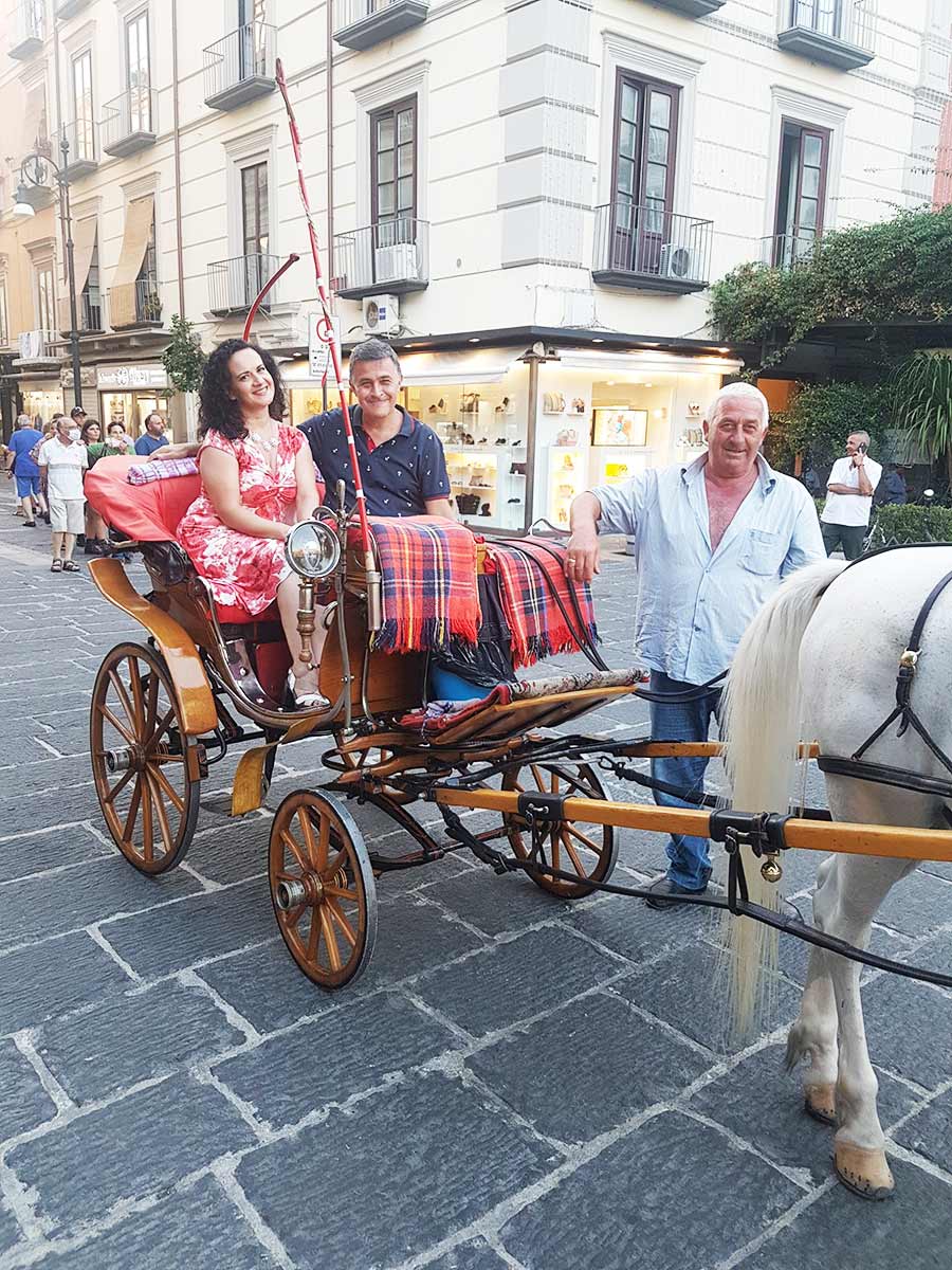 In giro per Sorrento,cantando in carrozza