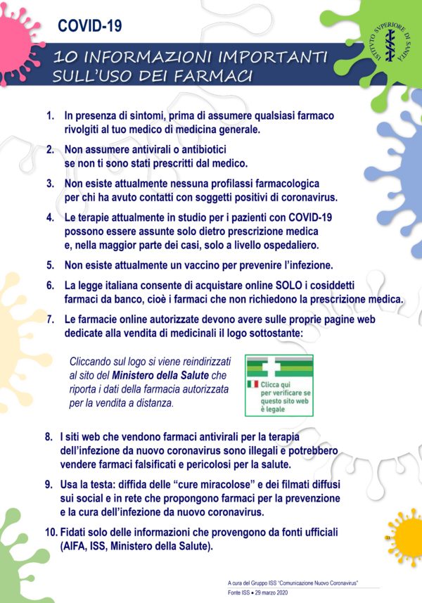 Decalogo farmaci anticoronavirus